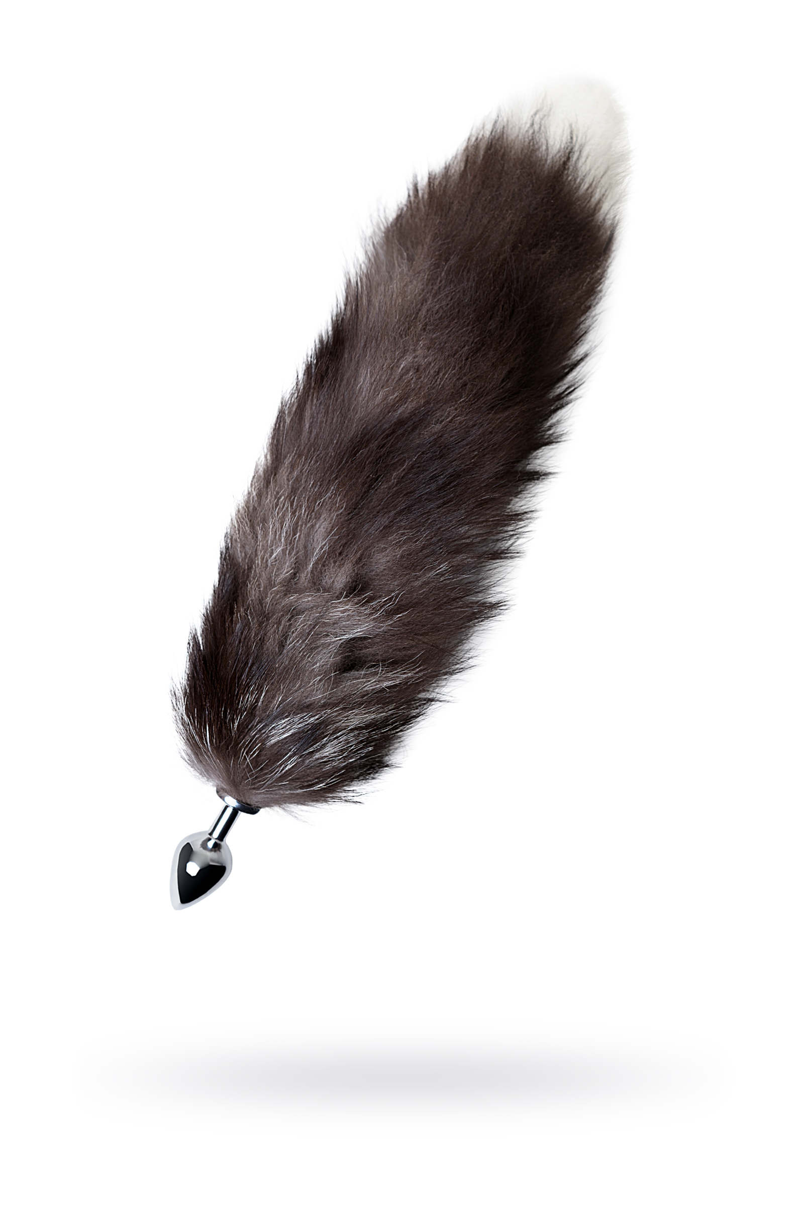 Анальная втулка с хвостом TOYFA Metalll, Серебристо-черная, 45 см, Ø 2,7